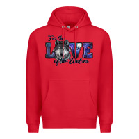 Red For The Love Of The Wolves Premium Hoodie - RanaPortraitStore