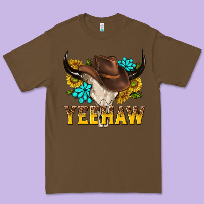Yeehaw Bull Skull Premium Tee Designed By Nancycooperartshop