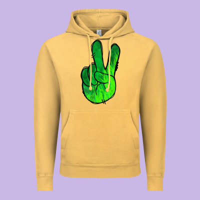 Green Peace Sign Vintage Hoodie Designed By Jasminsmagicworld