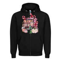 Black Breast Cancer truck with pumpkins Zipper Hoodie - FaDigitalArtStudio