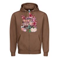 Chestnut Breast Cancer truck with pumpkins Zipper Hoodie - FaDigitalArtStudio