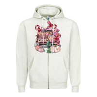 Oatmeal Heather Breast Cancer truck with pumpkins Zipper Hoodie - FaDigitalArtStudio