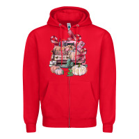 Red Breast Cancer truck with pumpkins Zipper Hoodie - FaDigitalArtStudio