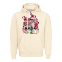 Sandshell Breast Cancer truck with pumpkins Zipper Hoodie - FaDigitalArtStudio