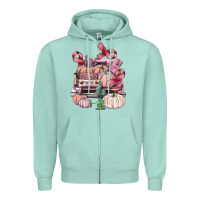 Seafoam Breast Cancer truck with pumpkins Zipper Hoodie - FaDigitalArtStudio