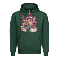 Sports Green Breast Cancer truck with pumpkins Zipper Hoodie - FaDigitalArtStudio