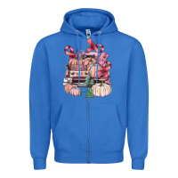 True Royal Breast Cancer truck with pumpkins Zipper Hoodie - FaDigitalArtStudio