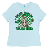 Baby Blue dead inside but feeling lucky Ladies Tee - MaliasSmallBusiness