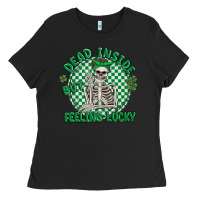 Black dead inside but feeling lucky Ladies Tee - MaliasSmallBusiness