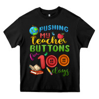 Black pushing my teacher buttons for 100 days Heavy Core Tee - MaliasSmallBusiness