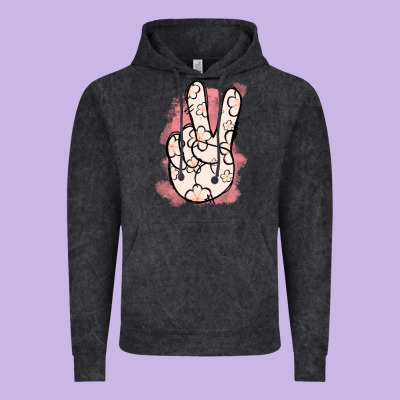 Floral Peace Sign Vintage Hoodie Designed By Jasminsmagicworld
