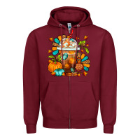 Burgundy Thanksgiving Frappe Coffee Zipper Hoodie - FaDigitalArtStudio