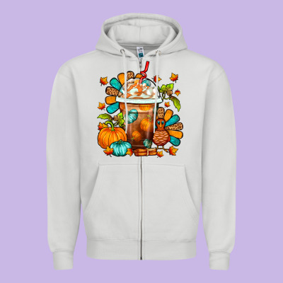 Thanksgiving Frappe Coffee Zipper Hoodie Designed By Fadigitalartstudio