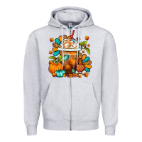 Heather Grey Thanksgiving Frappe Coffee Zipper Hoodie - FaDigitalArtStudio
