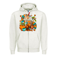 Oatmeal Heather Thanksgiving Frappe Coffee Zipper Hoodie - FaDigitalArtStudio