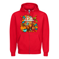 Red Thanksgiving Frappe Coffee Zipper Hoodie - FaDigitalArtStudio