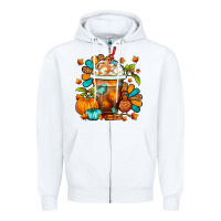 White Thanksgiving Frappe Coffee Zipper Hoodie - FaDigitalArtStudio