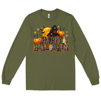 Army Green Happy Halloween Long Sleeve Tee - texasbilliewilder