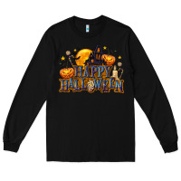 Black Happy Halloween Long Sleeve Tee - texasbilliewilder