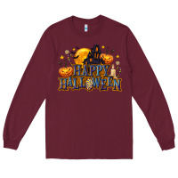 Burgundy Happy Halloween Long Sleeve Tee - texasbilliewilder