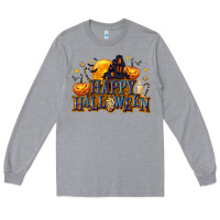 Heather Grey Happy Halloween Long Sleeve Tee - texasbilliewilder