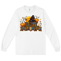 White Happy Halloween Long Sleeve Tee - texasbilliewilder