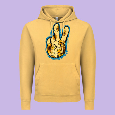 Yellow Glitter Sunflower Peace Sign Vintage Hoodie Designed By Jasminsmagicworld
