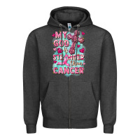 Charcoal Heather My God is stronger than Cancer Zipper Hoodie - FaDigitalArtStudio