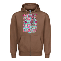 Chestnut My God is stronger than Cancer Zipper Hoodie - FaDigitalArtStudio