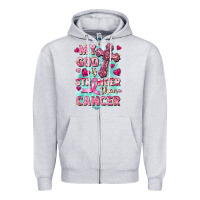 Heather Grey My God is stronger than Cancer Zipper Hoodie - FaDigitalArtStudio