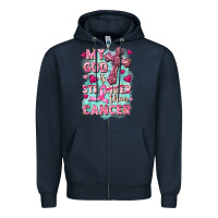 Navy My God is stronger than Cancer Zipper Hoodie - FaDigitalArtStudio