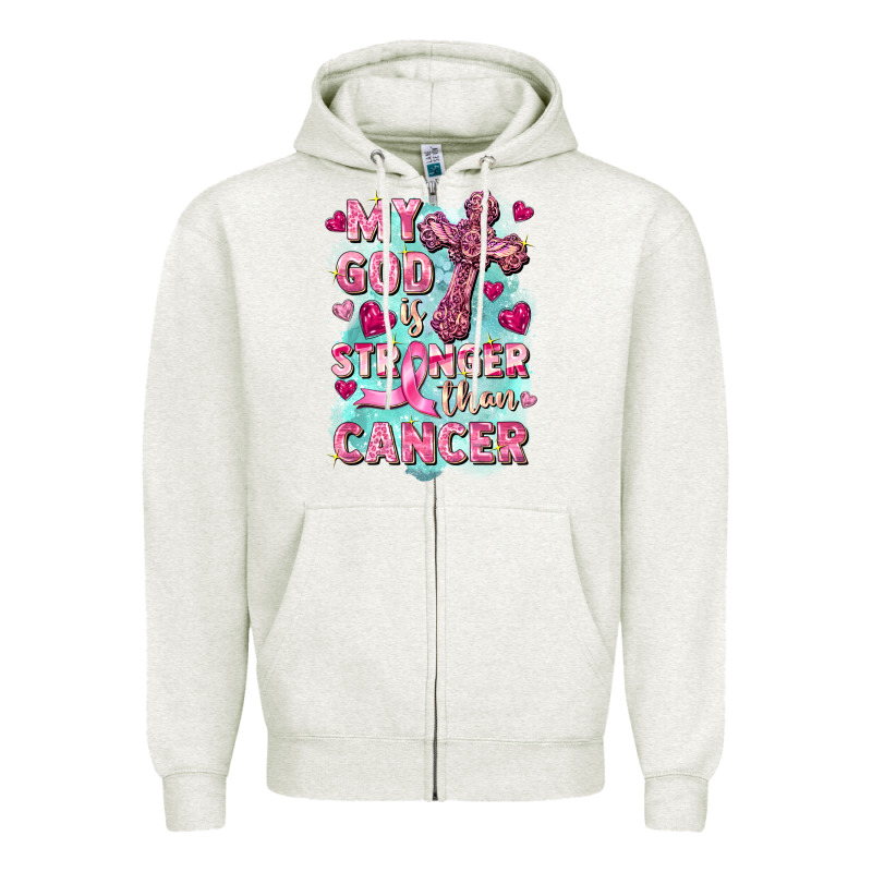 My God Is Stronger Than Cancer Zipper Hoodie by FaDigitalArtStudio | Teevron