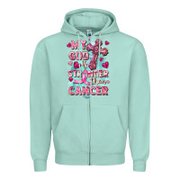 Seafoam My God is stronger than Cancer Zipper Hoodie - FaDigitalArtStudio