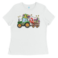 White mardi gras tractor Ladies Tee - MaliasSmallBusiness