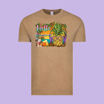 Hello Summer Pineapple Vintage Tee Designed By Barkaloodesign