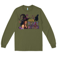 Army Green 100% That Witch Black Afro Witch Long Sleeve Tee - texasbilliewilder