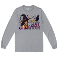 Heather Grey 100% That Witch Black Afro Witch Long Sleeve Tee - texasbilliewilder
