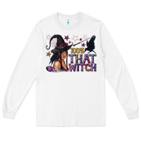 White 100% That Witch Black Afro Witch Long Sleeve Tee - texasbilliewilder