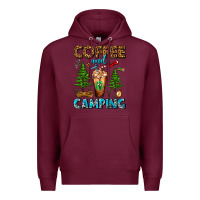 Burgundy Coffee And Camping Frappe Premium Hoodie - FaDigitalArtStudio