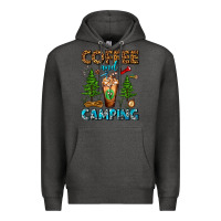 Charcoal Heather Coffee And Camping Frappe Premium Hoodie - FaDigitalArtStudio