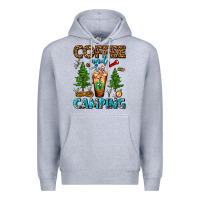 Heather Grey Coffee And Camping Frappe Premium Hoodie - FaDigitalArtStudio