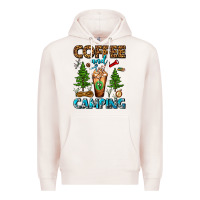 Pale Pink Coffee And Camping Frappe Premium Hoodie - FaDigitalArtStudio