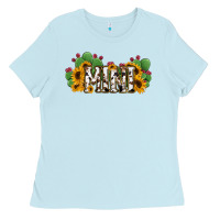 Baby Blue Cactus Cowhide Sunflower Mama and Mini Set Ladies Tee - Jasminsmagicworld