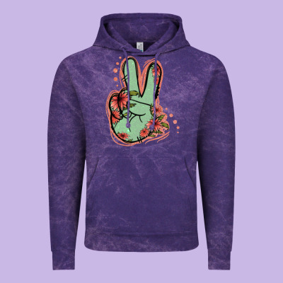 Green Glitter Floral Peace Sign Vintage Hoodie Designed By Jasminsmagicworld