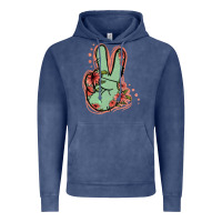 Vintage Denim Green Glitter Floral Peace Sign Vintage Hoodie - Jasminsmagicworld