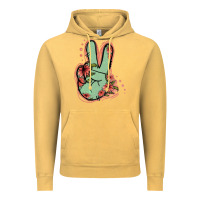 Vintage Mustard Green Glitter Floral Peace Sign Vintage Hoodie - Jasminsmagicworld