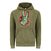 Vintage Olive Green Glitter Floral Peace Sign Vintage Hoodie - Jasminsmagicworld