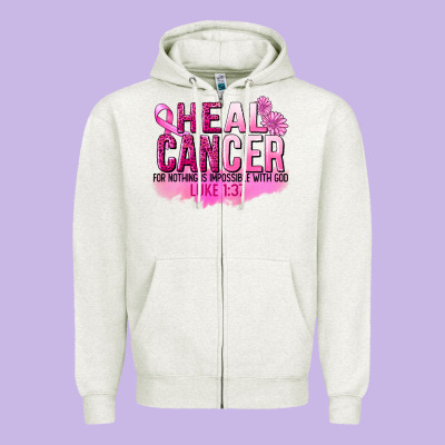 Heal Cancer For Nothing Is Impossible Zipper Hoodie Designed By Fadigitalartstudio