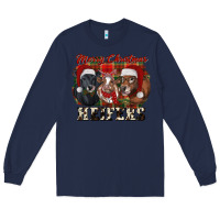 Navy Merry Christmas Heifers Long Sleeve Tee - RanaPortraitStore
