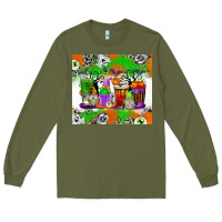 Army Green Halloween Coffee Cups Long Sleeve Tee - texasbilliewilder